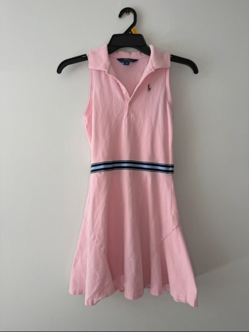Ralph Lauren Light Pink Sleeveless Polo Dress with Striped Waist